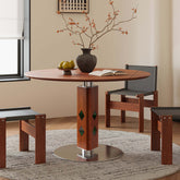 Round foldable dining table with French vintage design, perfect for small spaces and easy storage main product image